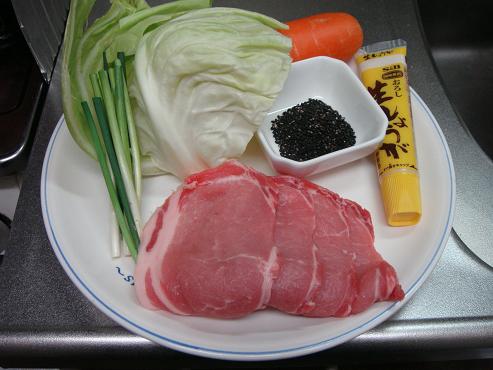 豚肉のしょうが焼きのっけご飯(材料).JPG